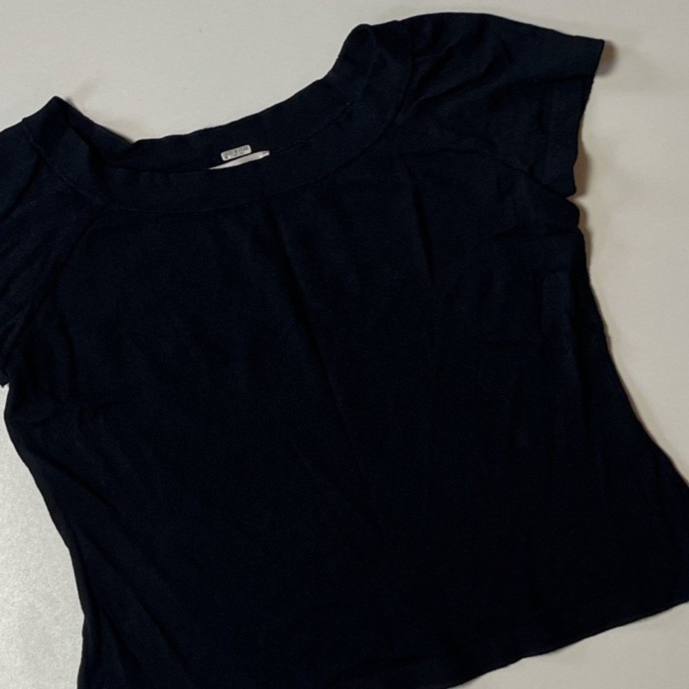 St. John Collection Marie Gray Black Knit Scoop Neck Short Sleeve Top Size Small